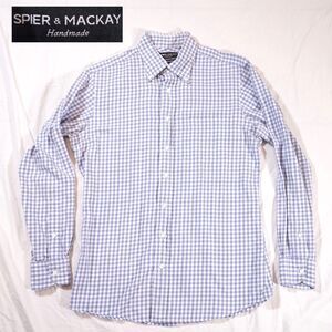 Spier and Mackey Handmade Button Up Flannel Blue White Plaid Gingham 15.5